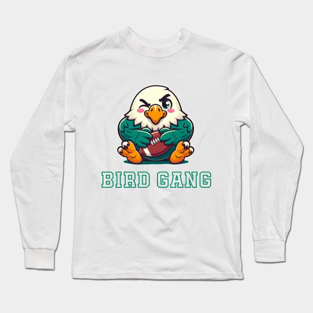 Philadelphia Eagles Bird Gang Cute Kawaii [Green] Long Sleeve T-Shirt by Curious Sausage